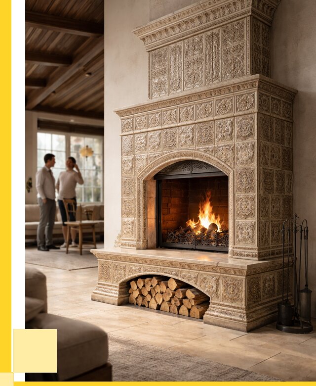 Купить изразцовый камин в Шарыпове от 252625 р. | ЭриданШрп