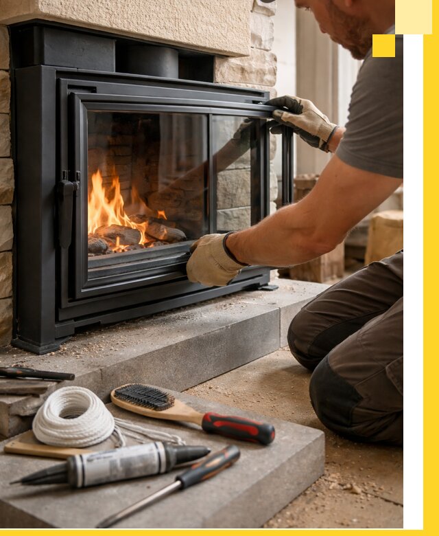 Производство, монтаж и доставка каминов со стеклом в Шарыпове