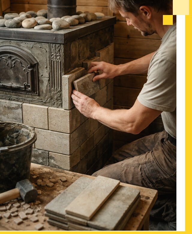 Облицовка банных печей в Шарыпове профессиональная отделка