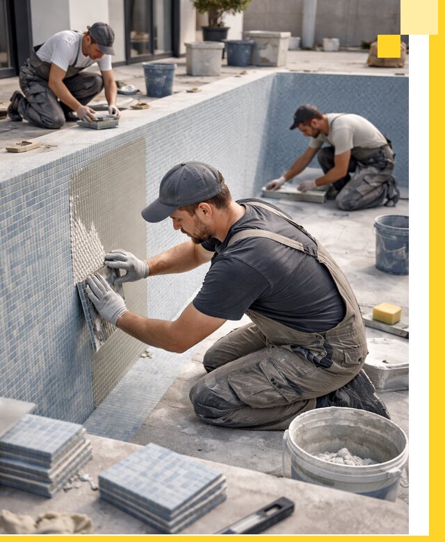 Облицовка бассейнов в Шарыпове плитка мозаика гидроизоляция