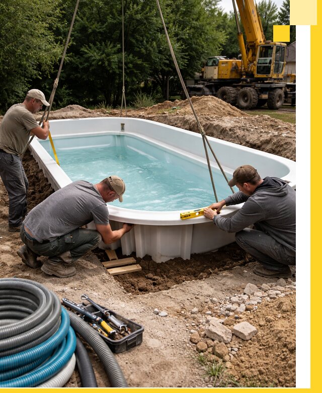 Установка и монтаж композитных бассейнов под ключ в Шарыпове