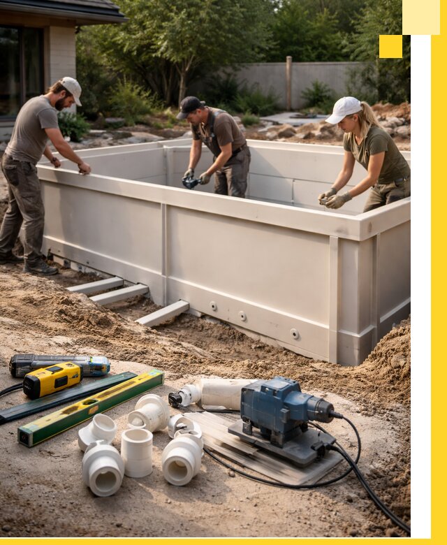 Установка полипропиленовых бассейнов под ключ в Шарыпове