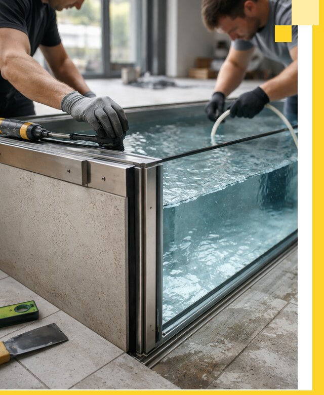 Проектирование и монтаж стеклянных бассейнов в Шарыпове