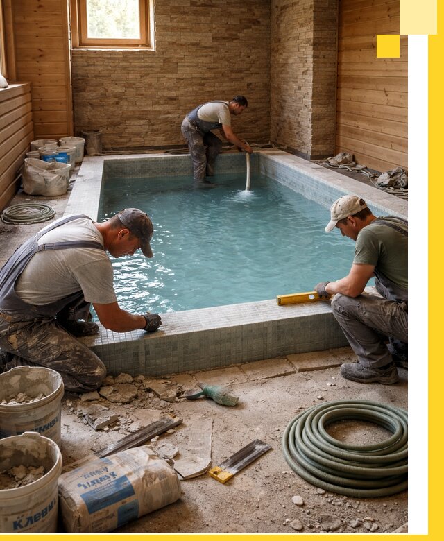 Проектирование и строительство бассейнов для бани в Шарыпове