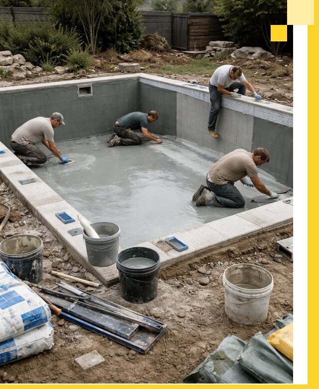 Изготовление и монтаж чаши бассейна под ключ в Шарыпове