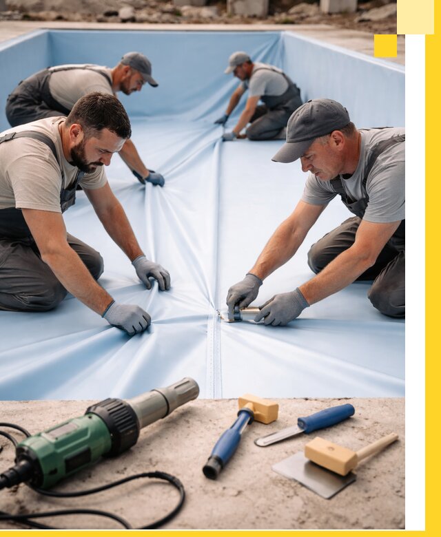 ПВХ пленка для бассейнов с монтажом и гарантией в Шарыпове