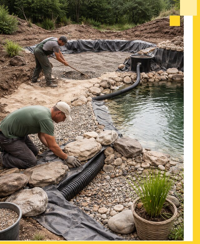 Строительство природных бассейнов и озер в Шарыпове под ключ