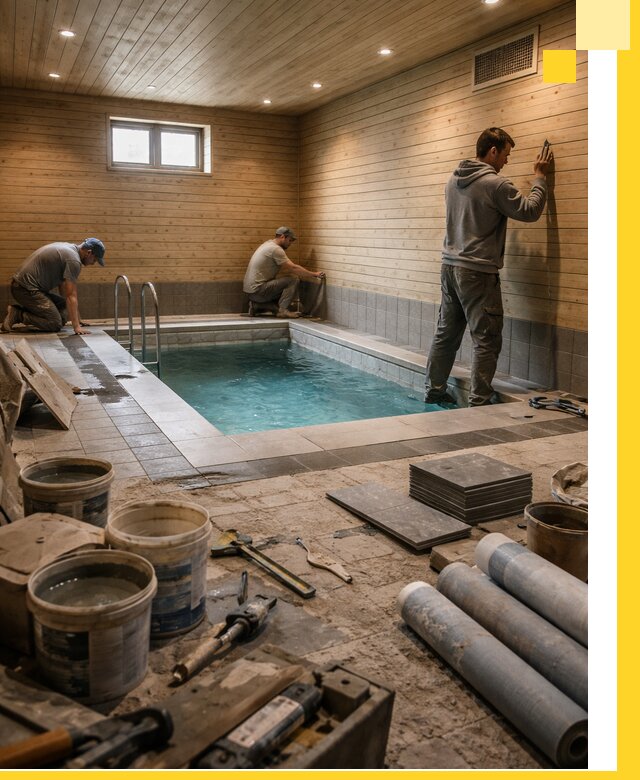 Строительство бани с бассейном и сауной под ключ в Шарыпове