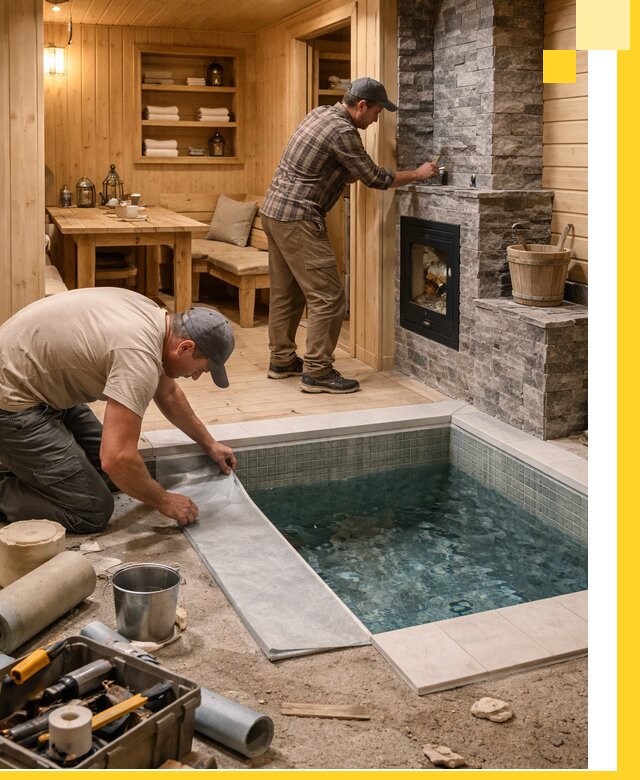 Строительство бань с комнатой отдыха под ключ в Шарыпове