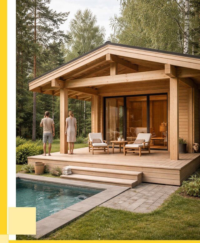 Бани с террасой под ключ в Шарыпове от 606300 р. | ЭриданШрп