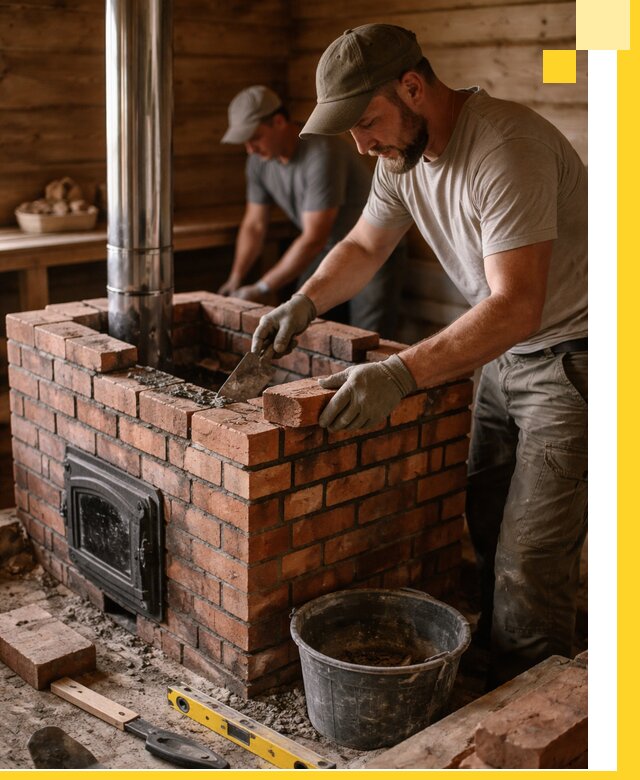 Кирпичные печи для бани под ключ в Шарыпове, проект и монтаж