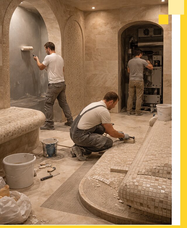 Строительство бани с хамамом и бассейном под ключ в Шарыпове