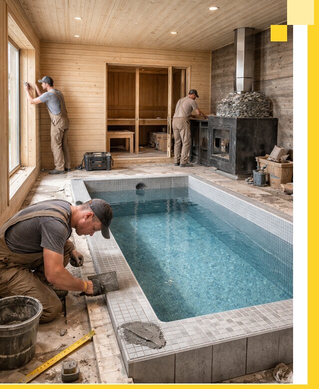 Проект бани с бассейном и сауной в Шарыпове под ключ