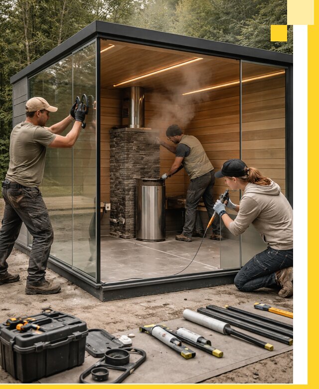 Проектирование и строительство стеклянных бань в Шарыпове