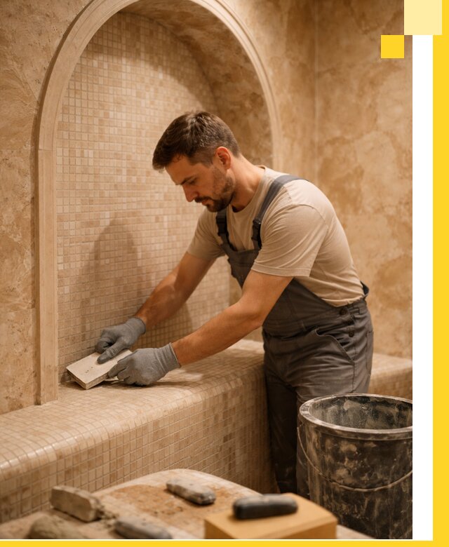 Профессиональная отделка хамамов с мозаикой под ключ в Шарыпове