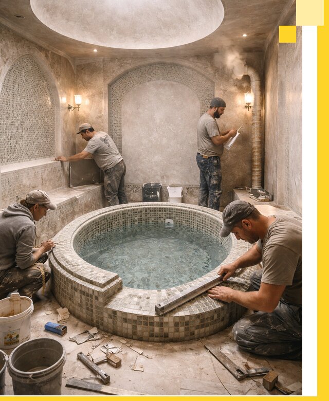 Профессиональное строительство хамама с бассейном в Шарыпове под ключ