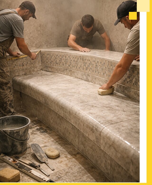 Изготовление и установка сидений для хамама в Шарыпове